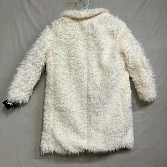 Art Class Girl's Size XL Ivory Long Faux Fur Mid Length Single-Button Lined Coat - Picture 13 of 16